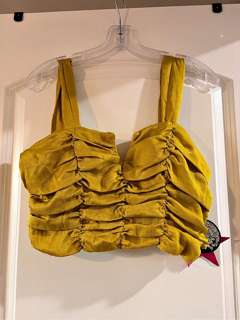 Rabbit Rose Ruched Crop Top in Chartreuse Size Medium NWT